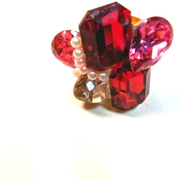 Wendy Gell Swarovski ring red pink, Crystal Heart. - Picture 2 of 3